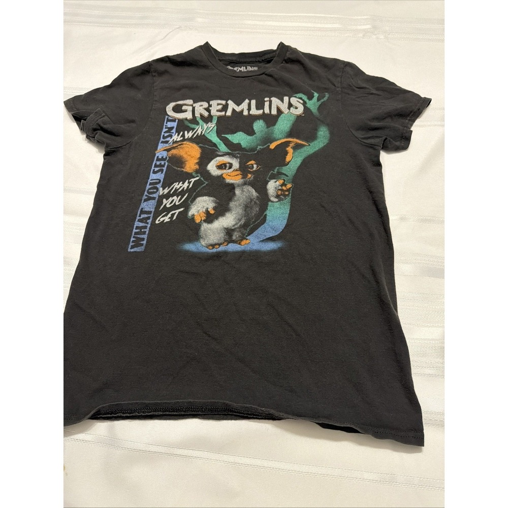 Gremlins Gizmo Graphic T-Shirt Black Small 100% Cotton 80s Movie Tee